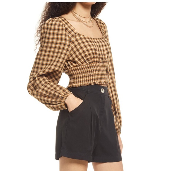 B.P. Nordstrom Plaid Crop Long Sleeve Top | NWT | Size 1X - Picture 2 of 10